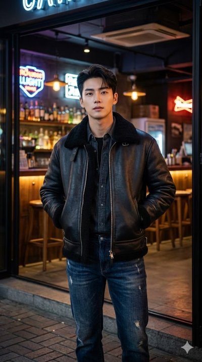 เสื้อแจ็ตเก็ตชายหนัง สีดำ ขนาด M