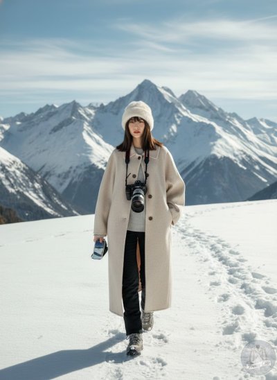 เสื้อโค้ทยาว ผ้าวูล สีครีม ขนาด Free Size ผ้าวูล สีครีม ขนาด Free Size