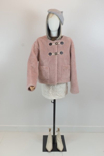 เช่าเสื้อโค้ท Freezy Chic Coat เสื้อโค้ทสั้น ผ้าขนสัตว์ สีชมพู	 รุ่น 0005CWPKF