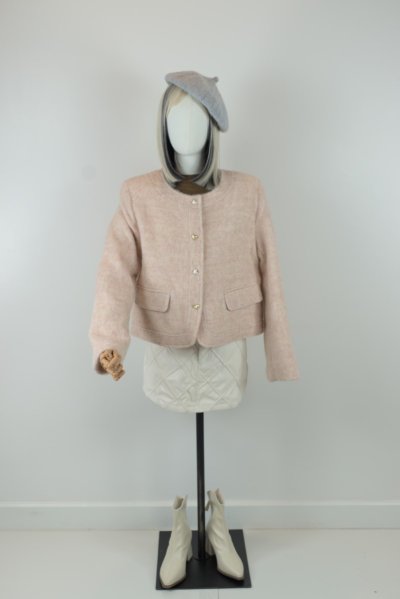 เช่าเสื้อโค้ท Freezy Chic Coat เสื้อโค้ทสั้น-0008CTPK ผ้าทวิต สีชมพู	 รุ่น 0008CTPKM