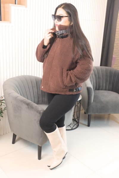 เช่าเสื้อโค้ท Freezy Chic Coat เสื้อโค้ทสั้น ผ้าขนสัตว์ สีน้ำตาล รุ่น 0041CWBWF
