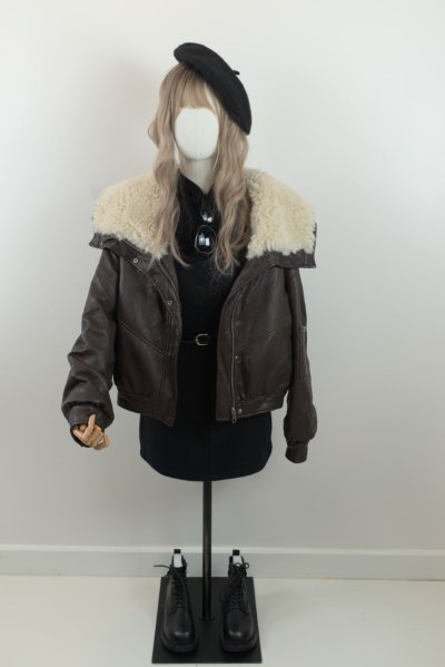 เช่าเสื้อโค้ท Freezy Chic Coat เสื้อโค้ทสั้น ขนเป็ด,โพลีนวม สีน้ำตาล รุ่น 0051CDBWF