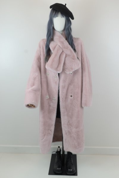 เช่าเสื้อโค้ท Freezy Chic Coat เสื้อโค้ทยาว ผ้าขนสัตว์ สีชมพู	 รุ่น 0072LWPKF