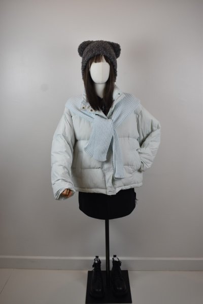 เช่าเสื้อโค้ท Freezy Chic Coat เสื้อโค้ทสั้น ขนเป็ด,โพลีนวม สีฟ้า รุ่น 0105CDBLF
