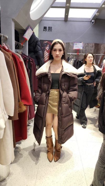 เช่าเสื้อโค้ท Freezy Chic Coat เสื้อโค้ทยาว ขนเป็ด,โพลีนวม สีน้ำตาล รุ่น 0160LDBWS