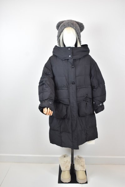 เช่าเสื้อโค้ท Freezy Chic Coat เสื้อโค้ทยาว-0163LDBK ขนเป็ด,โพลีนวม สีดำ รุ่น 0163LDBKL