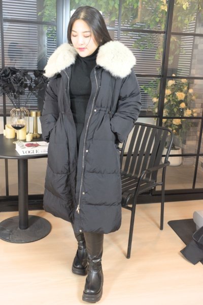 เช่าเสื้อโค้ท Freezy Chic Coat เสื้อโค้ทยาว ขนเป็ด,โพลีนวม สีดำ รุ่น 0172LDBKS