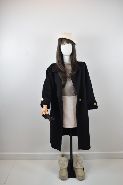 เช่าเสื้อโค้ท Freezy Chic Coat เสื้อโค้ทยาว ผ้าโพลีเอสเตอร์ สีดำ รุ่น 0177LPBKF