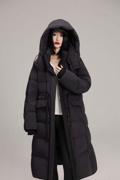 เช่าเสื้อโค้ท Freezy Chic Coat เสื้อโค้ทยาว-0180LDBK ขนเป็ด,โพลีนวม สีดำ รุ่น 0180LDBKM