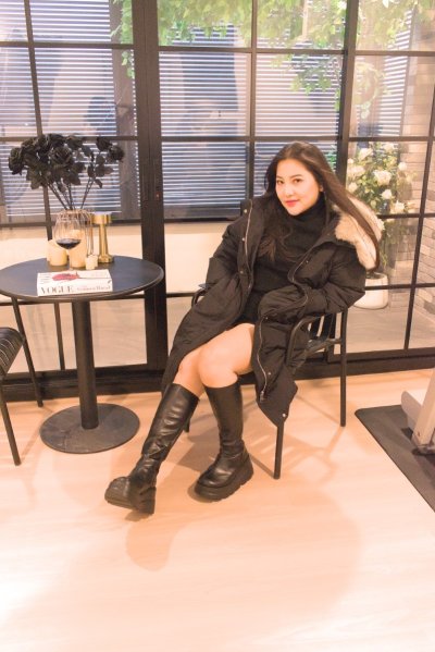 เช่าเสื้อโค้ท Freezy Chic Coat เสื้อโค้ทยาว ขนเป็ด,โพลีนวม สีดำ รุ่น 0186LDBKS