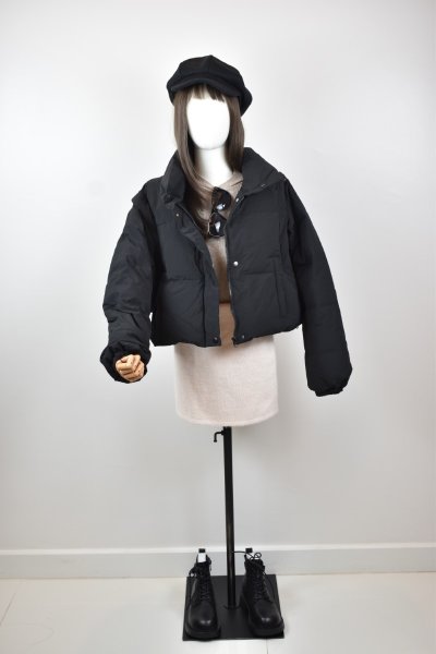 เช่าเสื้อโค้ท Freezy Chic Coat เสื้อโค้ทสั้น ขนเป็ด,โพลีนวม สีดำ รุ่น 0197CDBKM