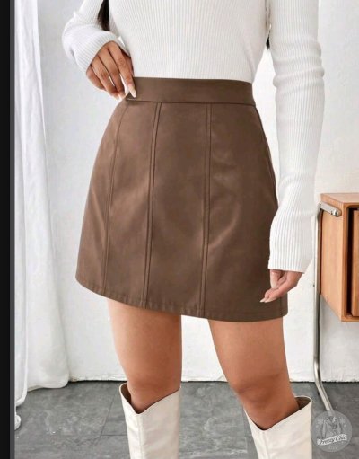 เช่าเสื้อโค้ท Freezy Chic Coat กระโปรง-0264kLbp หนัง สีน้ำตาลเข้ม รุ่น 0264kLbpXL