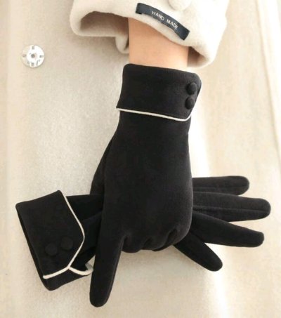 เช่าเสื้อโค้ท Freezy Chic Coat ถุงมือ-0316VCBK ผ้าคอนตอน สีดำ รุ่น 0316VCBKF