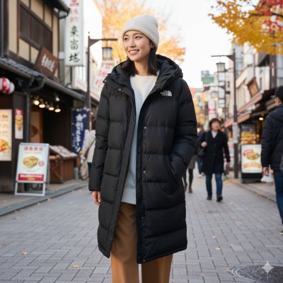 เช่าเสื้อโค้ท Freezy Chic Coat เสื้อโค้ทยาวหญิง T ขนเป็ด,โพลีนวม สีดำ รุ่น 0333LDBKS