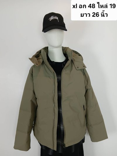 เช่าเสื้อโค้ท Freezy Chic Coat เสื้อแจ็คเก็ตชาย ขนเป็ด,โพลีนวม สีเขียวขี้ม้า รุ่น 0422ZDOLXL