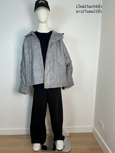 เช่าเสื้อโค้ท Freezy Chic Coat เสื้อแจ็คเก็ตชาย ผ้าโพลีเอสเตอร์ สีเทา รุ่น 0466ZPGYXL