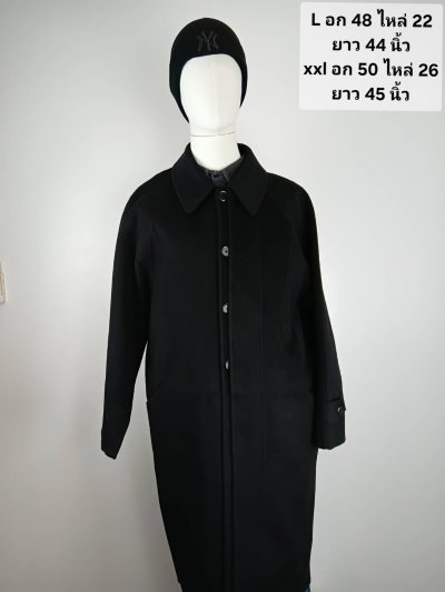เช่าเสื้อโค้ท Freezy Chic Coat เสื้อโค้ทยาวชาย-0471OZBK ผ้าวูล สีดำ รุ่น 0471OZBKL