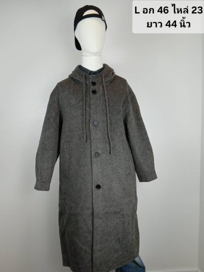 เช่าเสื้อโค้ท Freezy Chic Coat เสื้อโค้ทยาวชาย ผ้าวูล สีเทา รุ่น 0474OZGYL