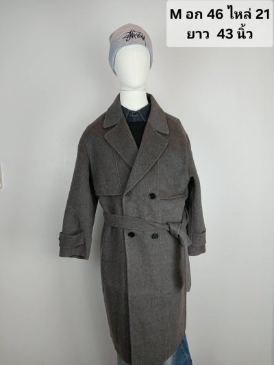 เช่าเสื้อโค้ท Freezy Chic Coat เสื้อโค้ทยาวชาย ผ้าวูล สีเทา รุ่น 0477OZGYM