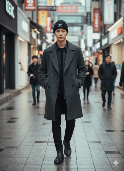 เช่าเสื้อโค้ท Freezy Chic Coat เสื้อโค้ทยาวชาย ผ้าวูล สีดำ รุ่น 0480OZBKL