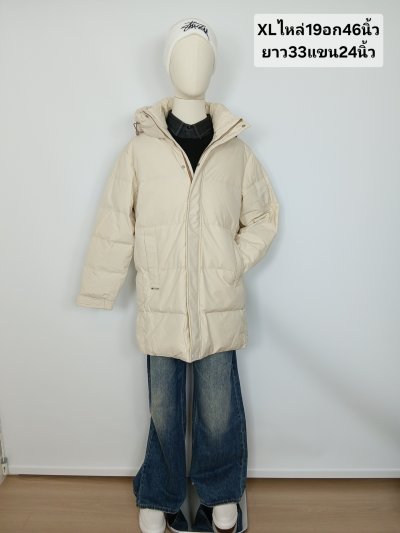 เช่าเสื้อโค้ท Freezy Chic Coat เสื้อโค้ทสั้นชาย ขนเป็ด,โพลีนวม สีครีม รุ่น 0505XDCMXL