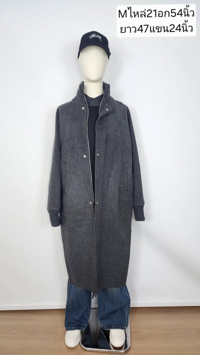 เช่าเสื้อโค้ท Freezy Chic Coat เสื้อโค้ทยาวชาย ผ้าวูล สีเทา รุ่น 0517OZGYM