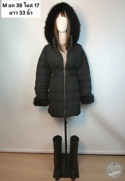 เช่าเสื้อโค้ท Freezy Chic Coat เสื้อโค้ทสั้น ขนเป็ด,โพลีนวม สีดำ รุ่น 0677CDBKM