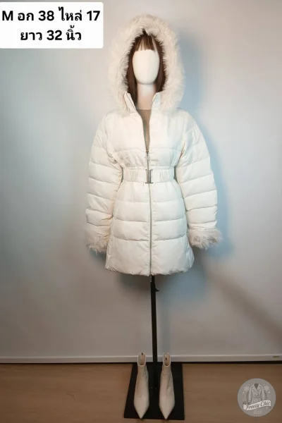 เช่าเสื้อโค้ท Freezy Chic Coat เสื้อโค้ทสั้น ขนเป็ด,โพลีนวม สีขาว รุ่น 0679CDWTM