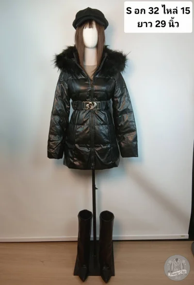 เช่าเสื้อโค้ท Freezy Chic Coat เสืือโค้ทสั้น หนัง สีดำ รุ่น 0682CLBKS