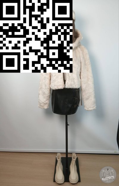 เสื้อโค้ทสั้น ผ้าขนสัตว์ สีครีม