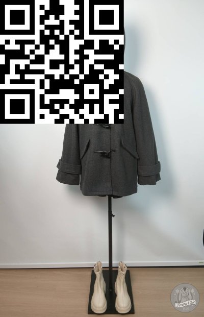 เสื้อโค้ทสั้น ผ้าวูล สีดำ