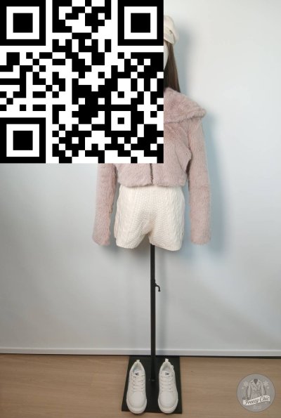 เสื้อโค้ทสั้น ผ้าขนสัตว์ สีชมพู ขนาด Free Size