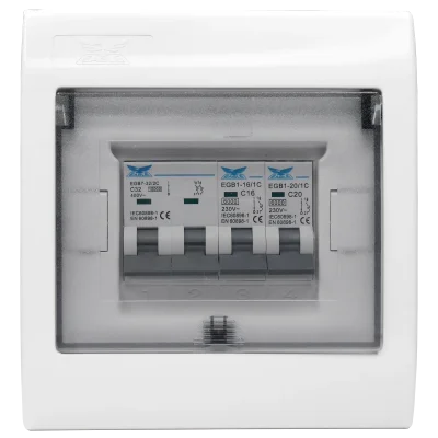 ชุดตู้ประกอบ เมนเบรกเกอร์ MCB 32A ลูกย่อย MCB 2 ตัว (16A, 20A)