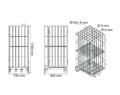 รถเข็นกระจายสินค้า รถเข็นทรงสูง โรลเคจ Roll Cage มีประตูเปิด-ปิด แบบลงกลอนได้ 43527