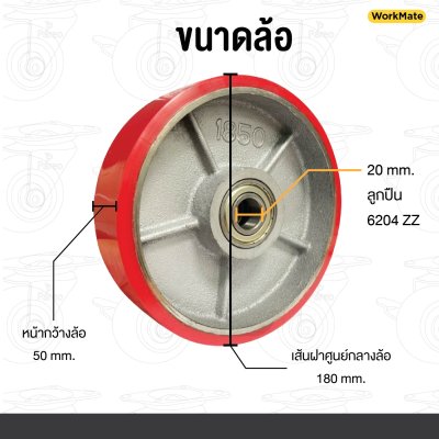 ล้อรถลากพาเลท(ล้อหลัง)180x50มม.ล้อยูรีเทน อะไหล่ล้อแฮนด์ลิฟต์ 22591