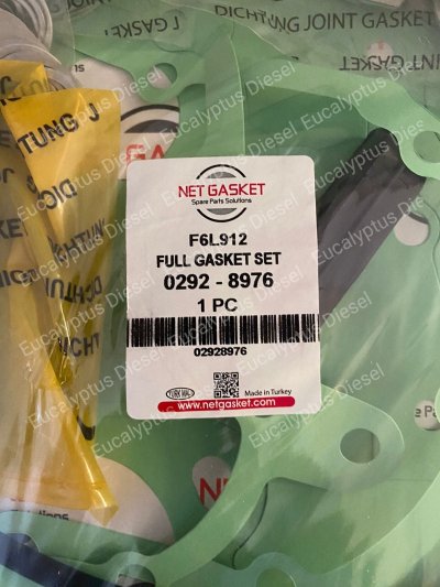 GASKET SET DEUTZ F6L912 02931405 02928976 - NET GASKET