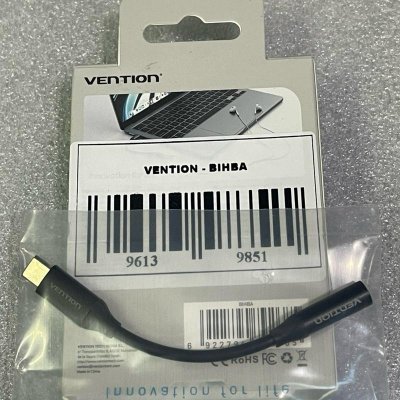 VENTION BIHBA - USB-C male to 3.5mm earphone jack with dac adapter 0.1 black