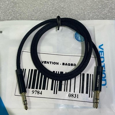 VENTION BAGBD - fabric braided 3.5mm male to male audio cable 0.5m black metal