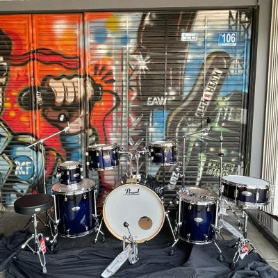 PEARL DMP9275P/C # 216 - DECADE MAPLE KOBALT BLUE FADE DRUM SET 7PCS INCLUDE HARDWARE & BANGKU DRUM
