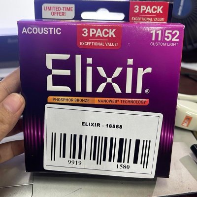 ELIXIR 16568 - NANOWEB PHOSPOR BRONZE 3PACK ACOUSTIC LIGHT 11-52