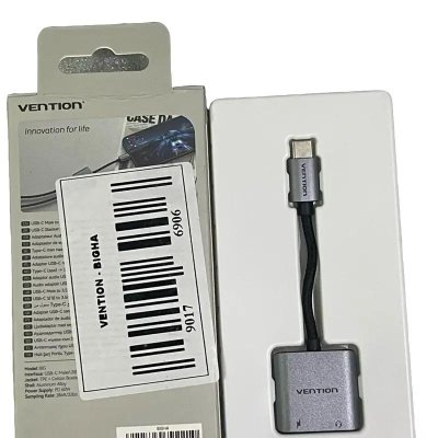 VENTION BIGHA cotton braided USB-C - male to 3.5mm female audio digital signal converter pd60w power supplay