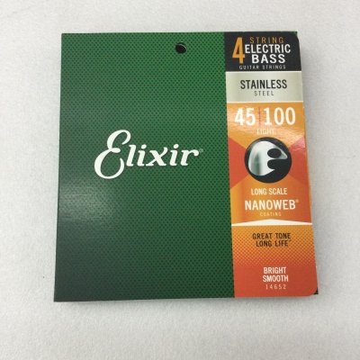 ELIXIR 14652 NANOWEB STAINLESS STEEL ELECTRIC BASS STRINGS 45-100