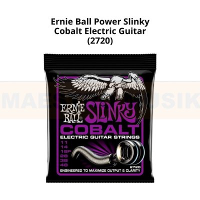 ERNIEBALL POWER SLINKY COBALT ELECTRIC GUITAR STRINGS, 11-48