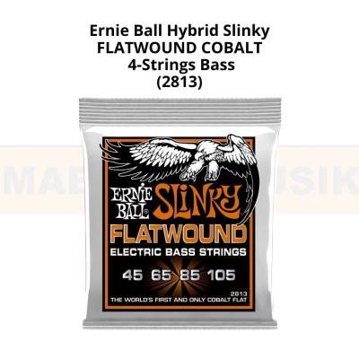 ERNIEBALL HYBRID SLINKY FLATWOUND ELECTRIC BASS STRINGS, 45-105