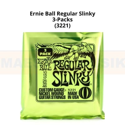 ERNIEBALL REGULAR SLINKY NICKEL WOUND ELECTRIC GUITAR STRINGS, 10-46, 3PACK