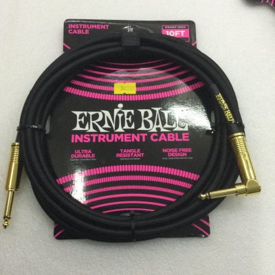 ERNIEBALL 10FT BRAIDED STRAIGHT TO ANGLE INSTRUMENT CABLE BLACK 6081