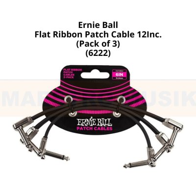 ERNIEBALL 12INCH FLAT RIBBON PATCH CABLE, 3-PACK, BLACK