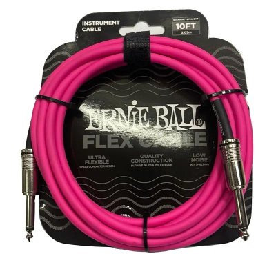 ERNIEBALL 10FT FLEX STRAIGHT TO STRAIGHT INSTRUMENT CABLE PINK 6413