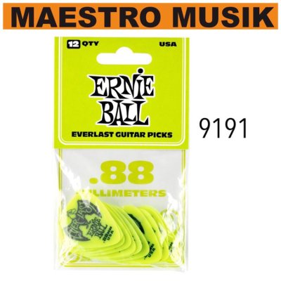 ERNIBALL PICK GUITAR 9191(12/PACK EVERLAST GREEN)