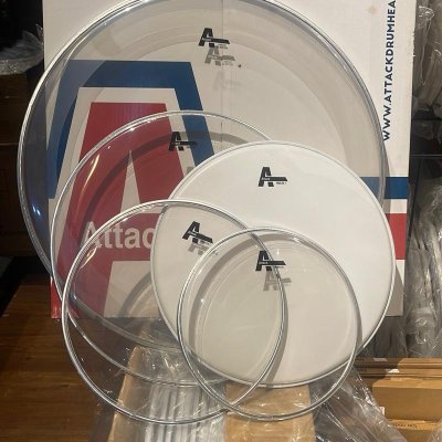 ATTACK PROFLEX 1 CLEAR ROCK 5 PIECE DRUMHEAD PACK (DHAROCKB) SET 10", 12", 16", 22" CLEAR + 14" COATED